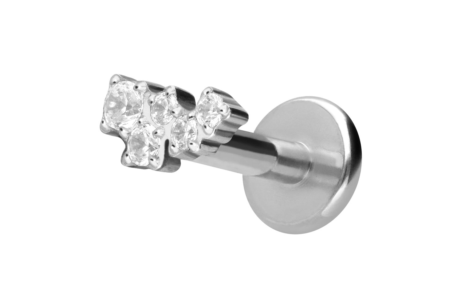 Titan Labret Piercing mit Push Fit KRISTALLWOLKE